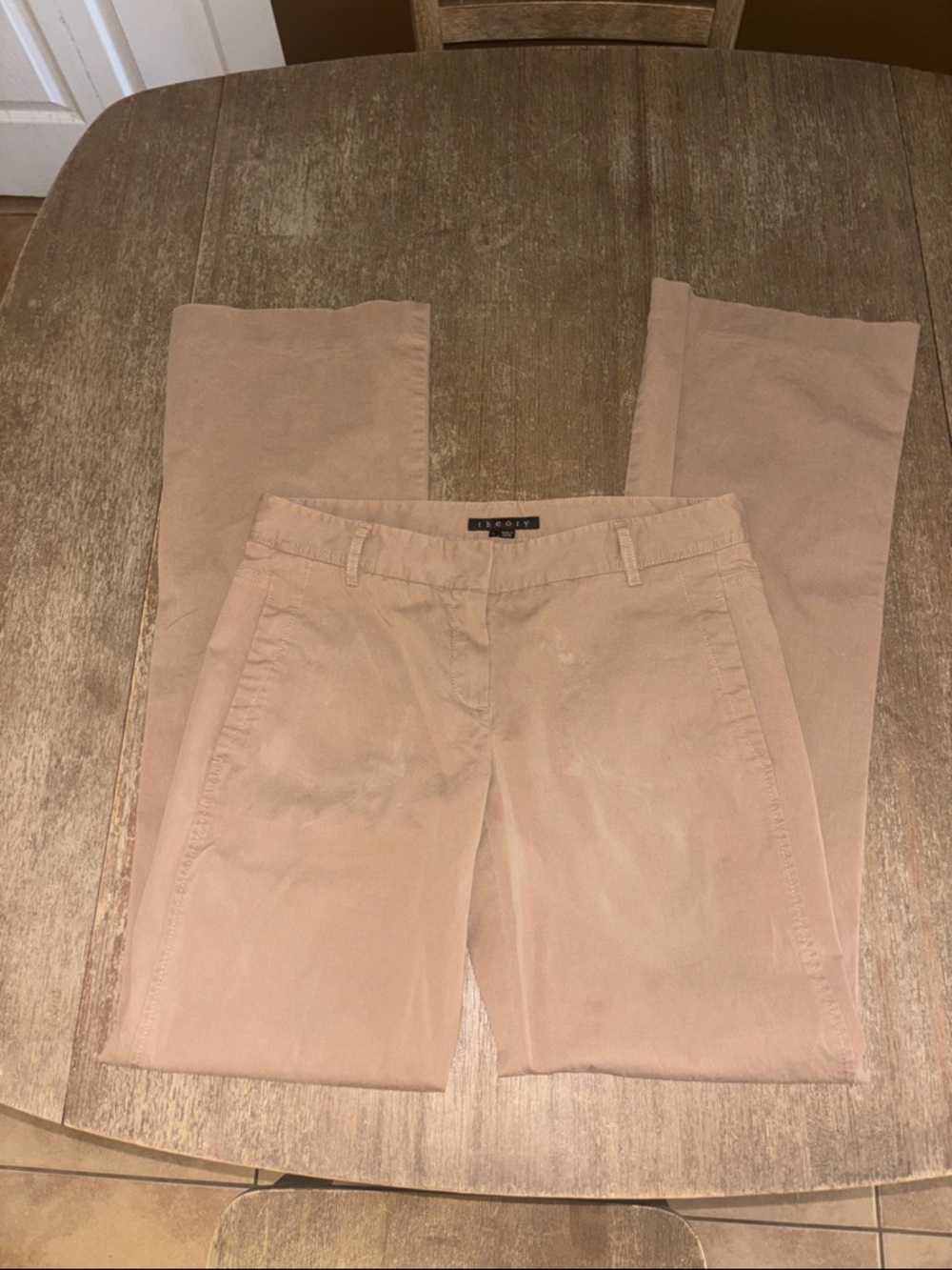 Theory Tan High-Rise Wide Leg Pants - Picture 7 of 7